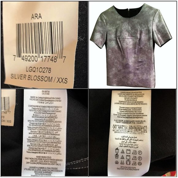 *NWOT* Flattering Statement Piece by BCBGMaxAzria - Vegan Leather Silver Top XXS - Picture 15 of 16